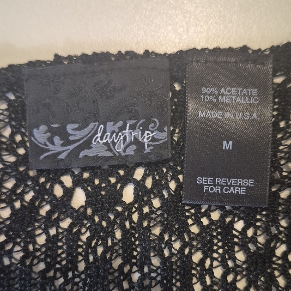 Daytrip Black Off-the-Shoulder Open Knit Sweater - Picture 3 of 4